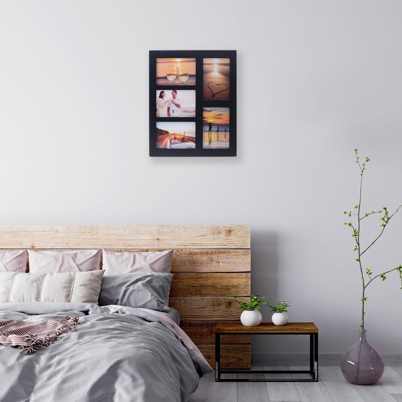 UMICAL 4x6 5-Opening Picture Frame with Shatter-Resistant Glass & Black Wood 4x6 Collage Photo Frames for 4x6 5 Pictures Display Made for Tabletop Stand and Wall Mounting - Image 2